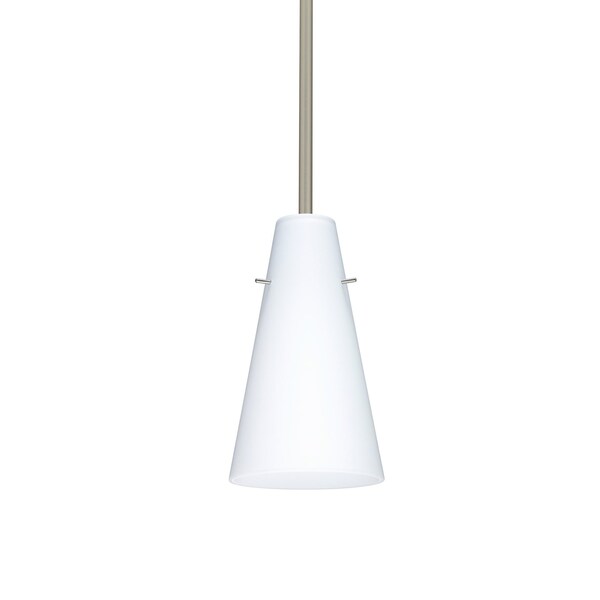 Besa Lighting Cierro Stem Pendant, Opal Matte, Satin Nickel Finish, 1x100W Incandescent 1TT-412407-SN - main